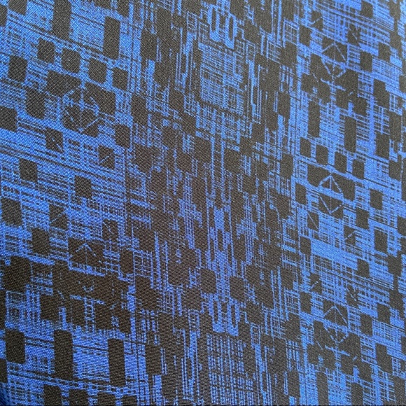 Vince Double V-Neck Silk Cobalt Blue Coastal Combo Print Dress | Small - Picture 7 of 10